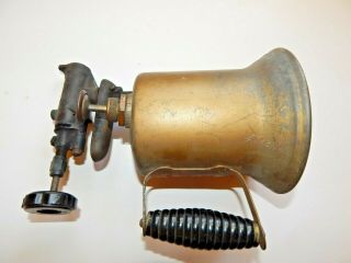 Antique Vintage Gasoline Iron Blow Torch W/wooden Handle