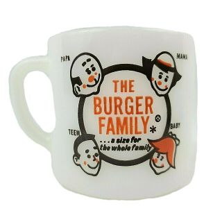 A&w The Burger Family Rare Vintage Coffee Mug Federal Milk Glass Drive - Ins Ad