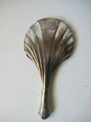 Vintage Antique Silver Plate Ladies Vanity Hand Held Mirror With Shell Design