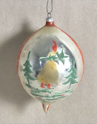 Very Rare And Htf Antique West Germany Hand Painted Blown Glass/mercury Ornament