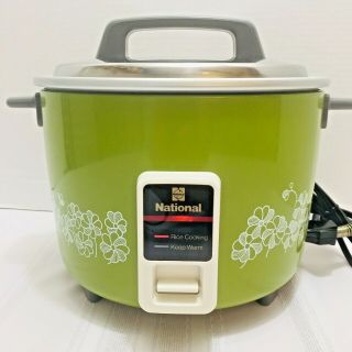 Vintage National Rice Cooker 1960’s Avocado Green With Flowers Rare Style,