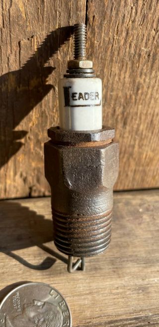 Very Rare Vintage Leader Spark Plug 1/2” Thread Model T Ford Era