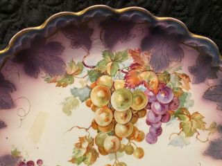 Antique/vintage Empire China Handpainted Grapes Scalloped Gold Trim Fruit Plate