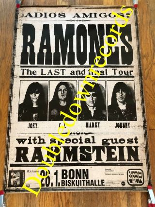 Vtg Ramones Concert Poster 1996 Orig Very Rare Punk Rock Cbgb Rammstein Germany