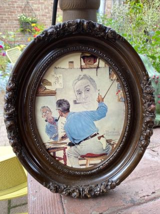 Antique Oval Hand Carved Wood Frame 12”