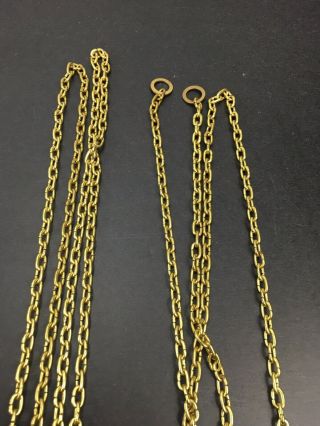 Antique Grandfather Clock Brass Chains (set Of 2) 59” Long