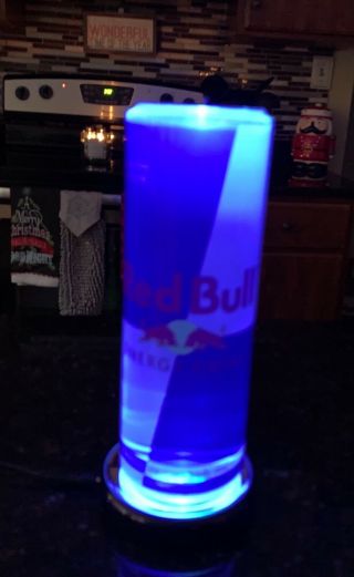 Red Bull Advertising Solid Acrylic Back Bar Lit Glow Display,  Man Cave,  RARE 3