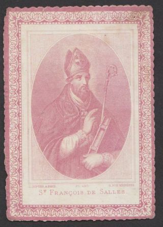 Saint Francis De Sales Antique French Holy Prayer Card.  Dopter Edit