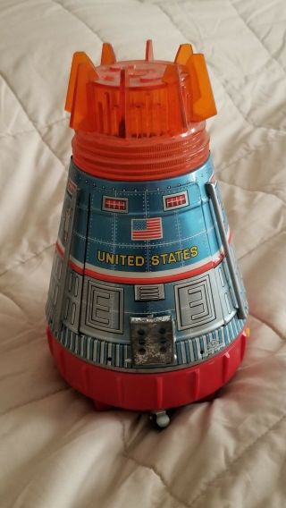 Apollo Space Capsule S.  H Tin Toy Very Rare Vintage Battery - Operated