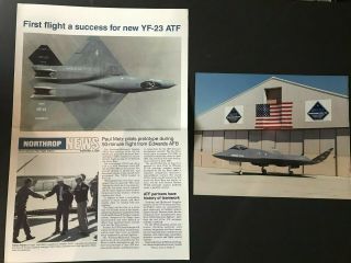 Rare - Northrop Newsletter & Mcdonnell Photo Of 1st Yf - 23 Prototype Flight