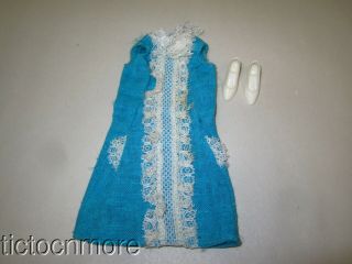 Vintage Barbie Cousin Francie Doll Mod Fashion Clothes 1274 Ice Blue Dress Shoe