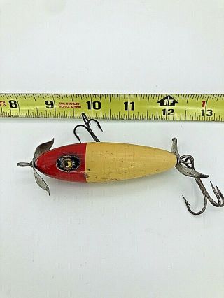 South Bend Crippled Minnow Lure Vintage 1930 ' s Series 965 RW Finnish Glass Eyes 2