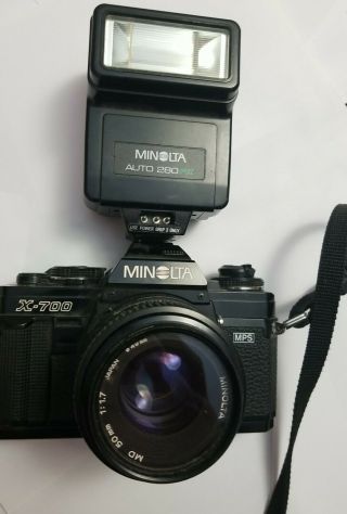 Rare Minolta X - 700 Camera W 50mm Lens 1:1.  7 Great Body Shutter