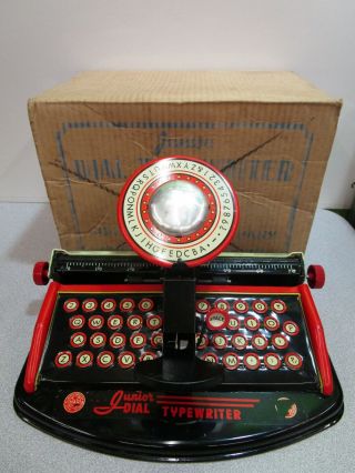 Vintage Marx Junior Dial Typewriter Rare Box Tin Litho Toy Louis Marx