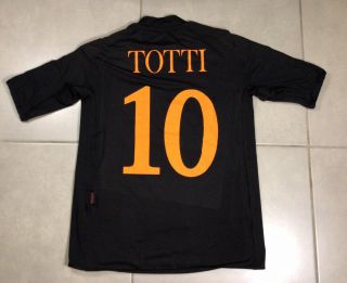 Vtg 2008 Mens Francesco Totti 10 Sz M As Roma Kappa Home Jersey Rare Black Slim