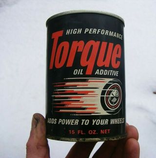 Rare Vintage Full Can Of Hastings Torque Oil Additive Gas Service Station Garage