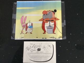 Ren And Stimpy Hand Painted Animation Cel With,  Watch Out Fellas Very Rare