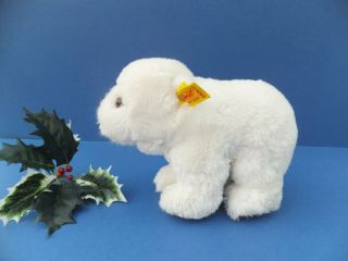 Vintage Steiff Issy Polar Bear,  Gold Ear Button 5405/17 German White Xmas Toy