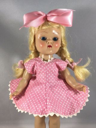 Vintage Vogue Tag Pink Dress W - White Dots,  Bloomers & Hair Bow (no Doll)