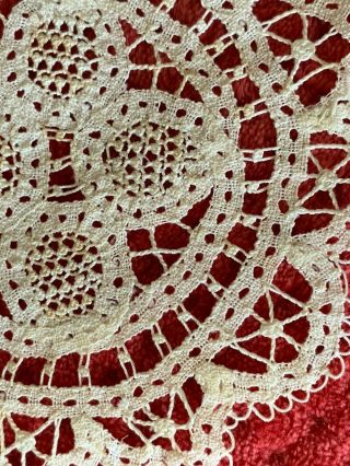 Antique French Handmade Lace DOILY 14.  5cm 2