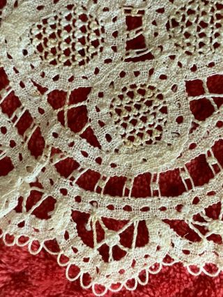 Antique French Handmade Lace DOILY 14.  5cm 3