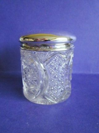 Antique Sterling Silver Glass Dressing Table Jar