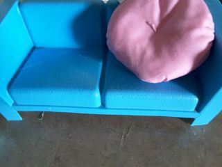Vintage 1973 Barbie Dream House Blue Sofa Couch Loveseat and Chair 2