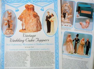6p History Article - Antique Vtg Wedding Cake Toppers Figures Florals