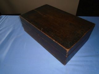 Antique Large Mahogany Wood Writing Box Desk Top Storage Box Wooden Work Box