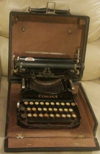 Rare Antique Vintage Pat 1917 Smith Corona No.  3 Portable Typewriter Folding Nr