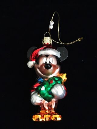 Disney Rare Vintage Mickey Mouse Hand Blown Glass Christmas Tree Ornament