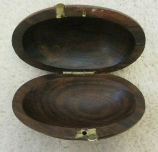 Vintage Oval Wooden Domed Trinket/Jewellery Box with Brass Banding & Clips 3