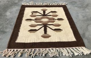 Authentic Hand Knotted Woven Vintage Wool Kilim Area Rug 1.  3 X 1.  2 Ft
