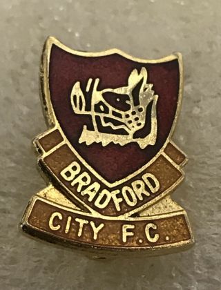Very Rare & Old Bradford City Fc Supporter Enamel Badge -