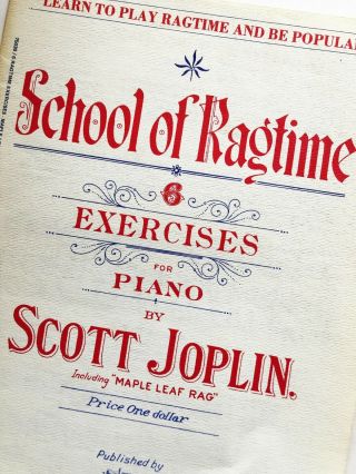 RARE School of Ragtime Exercises for Piano Scott Joplin Sheet Music Vintage 2