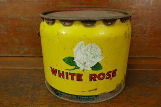 Rare Vintage White Rose Canadian 25lb Grease Oil Can Advertising Motor Oil Can