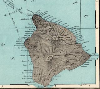 1898 Antique HAWAII Map Vintage Hawaiiana Decor Hawaiian Islands Map 8644 2
