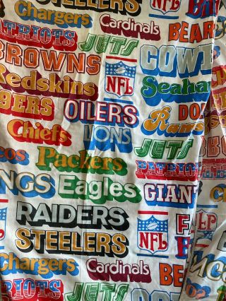 Vintage 70s Nfl Football Teams Logos Colorful Twin Bottom Sheet Only