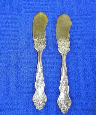 2 Antique Moselle Grape Pattern American Silver Co Silverplate Butter Knife