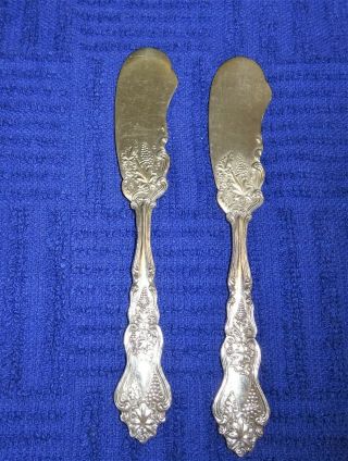 2 Antique MOSELLE Grape Pattern American Silver Co Silverplate Butter KNIFE 2