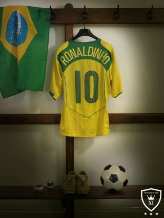 Brazil Home Shirt 2004/06 Ronaldinho 10 Xl Vintage Rare