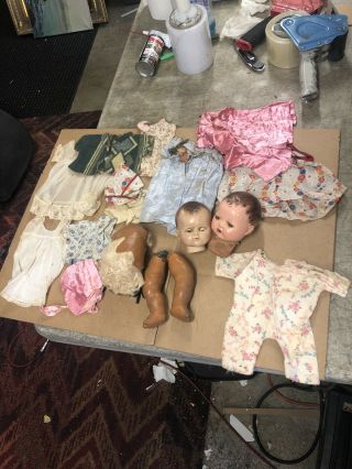 Vintage Effanbee Dy - Dee Baby Doll W/ Pajamas & Clothes Parts Heads Ideal
