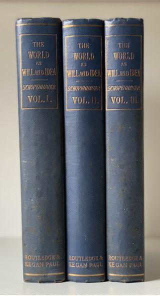 The World As Will & Idea,  Arthur Schopenhauer.  1957.  Complete In 3 Volumes.  Rare