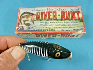 Nos Heddon River Runt Spook Sinker X - Ray B&w Runt 9110xbw Lure W/ Box,  Catalogs