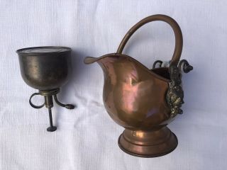 Antique Vintage Copper Brass Water Picture with Porcelain handle and spritzer 2