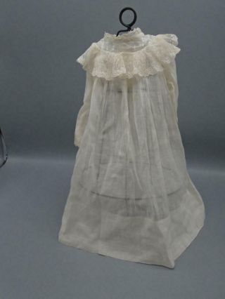 Antique White Cotton Gown Dress Lace Trims Medium Antique/vintage Dolls