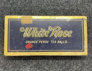 White Rose Tea Tin Orange Pekoe Tea Balls Seeman Brothers Inc.  Rare 10 Empty