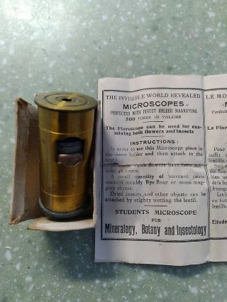 Vintage Universal Pocket Microscope,  Only 2 " Brass Insectolgy,  Botany,