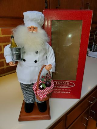 Home For The Holidays Visions Of Santa Chef,  Rare W/bread,  Fruit Basket,  Wine