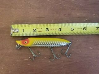 Vintage Heddon Vamp Spook Lure Yellow Silver Red Face Lip